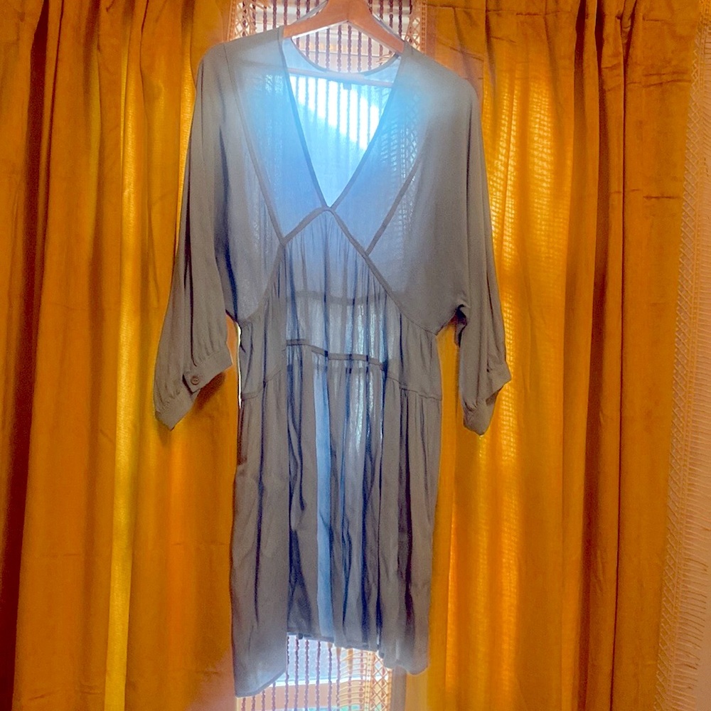 Pinch Deep V Cinderella Blue Long sleeved dress
